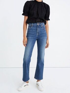 Madewell Slim Demi-Boot Jeans in Sundale Medium Blue Wash High Rise 28 Short